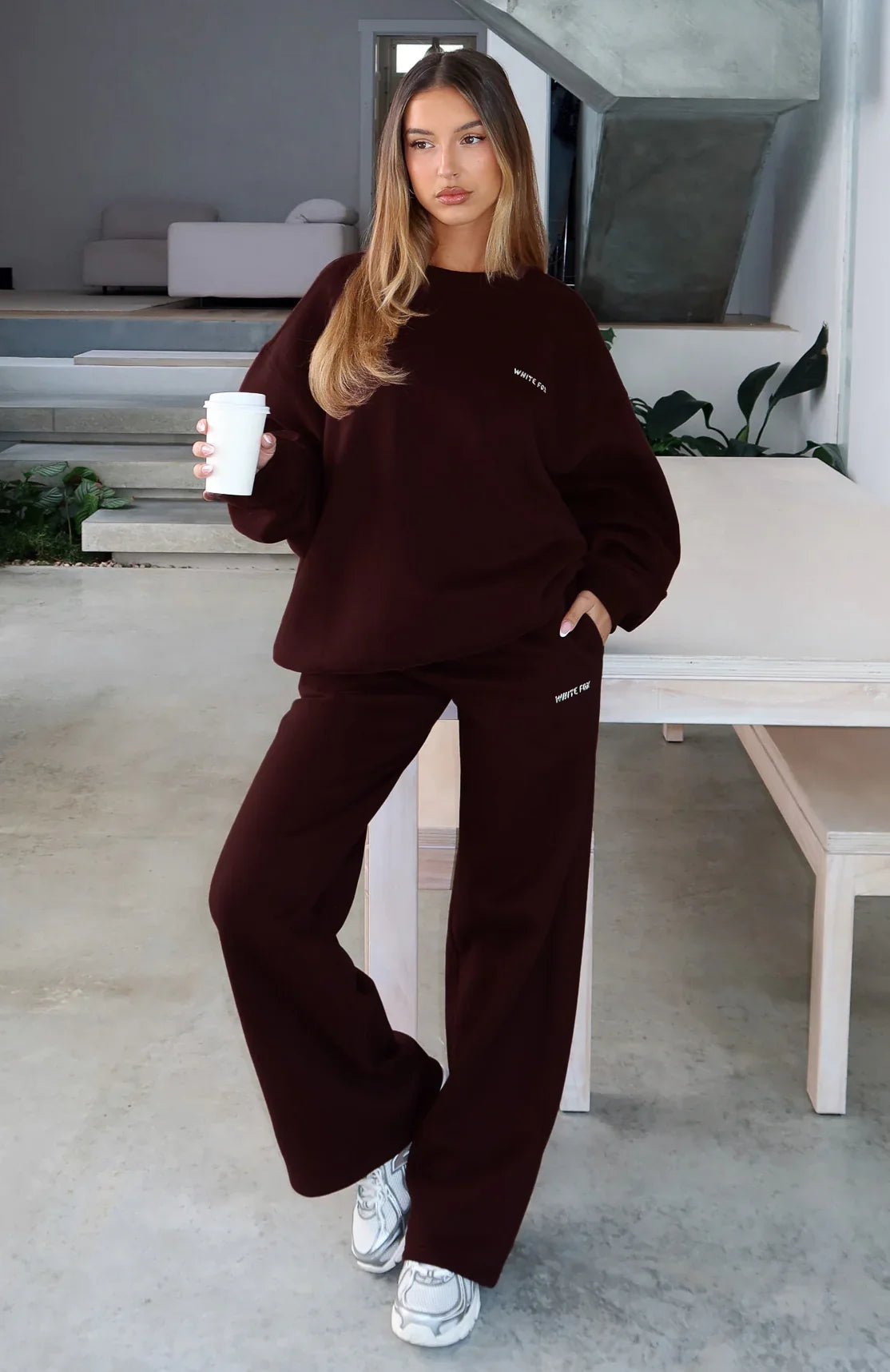 Test Drive Wide Leg Sweatpants Chocolate