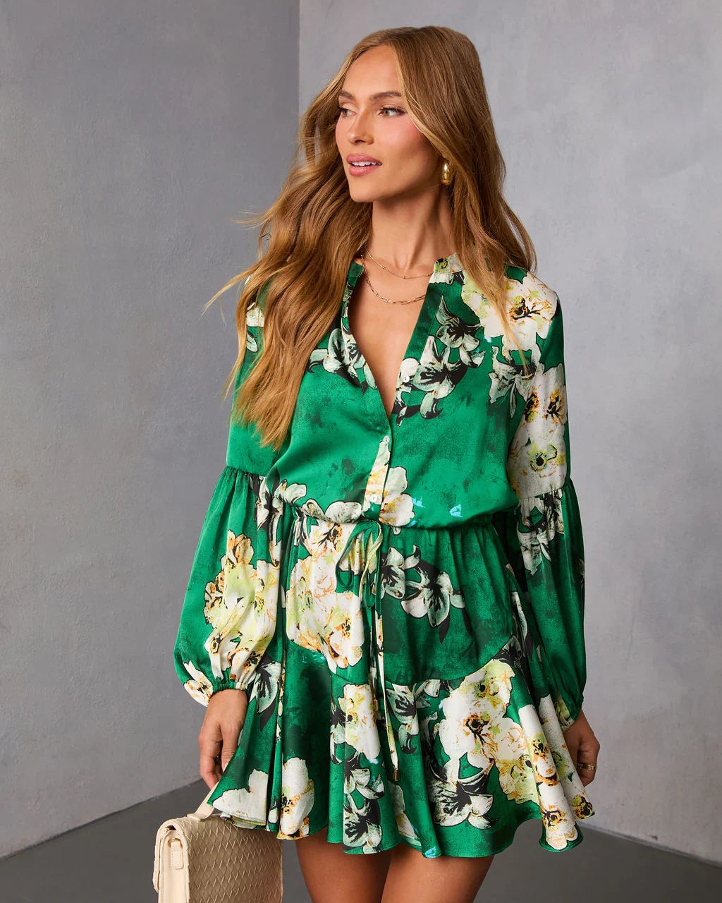 Antique Rose Drawstring Mini Dress