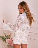 Rosewater Meadow Floral Button Down Top