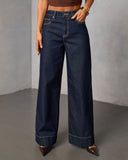 Weekend Plans Rigid High Rise Wide Leg Jeans