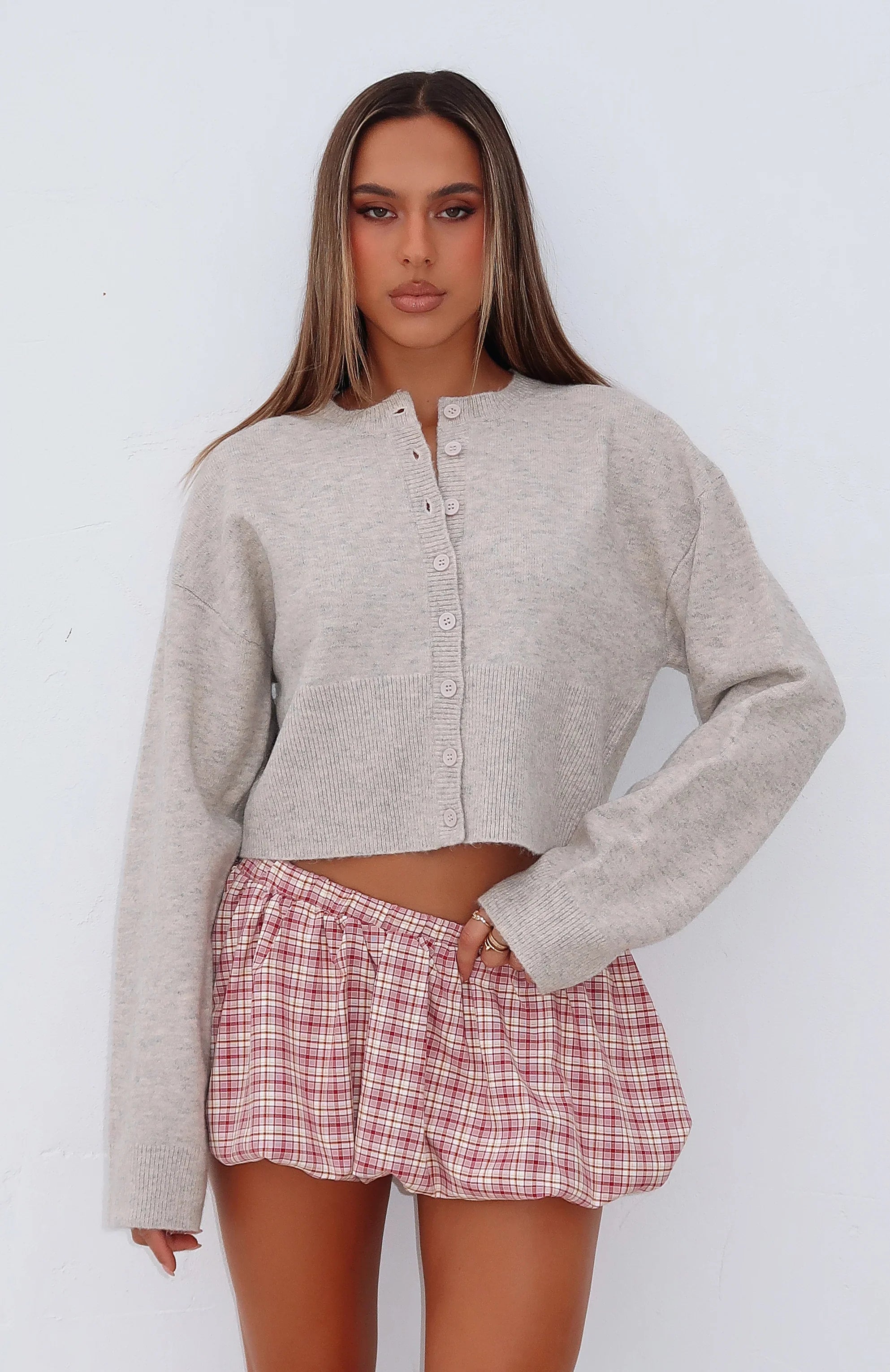 Make Me Happy Knit Cardigan Beige