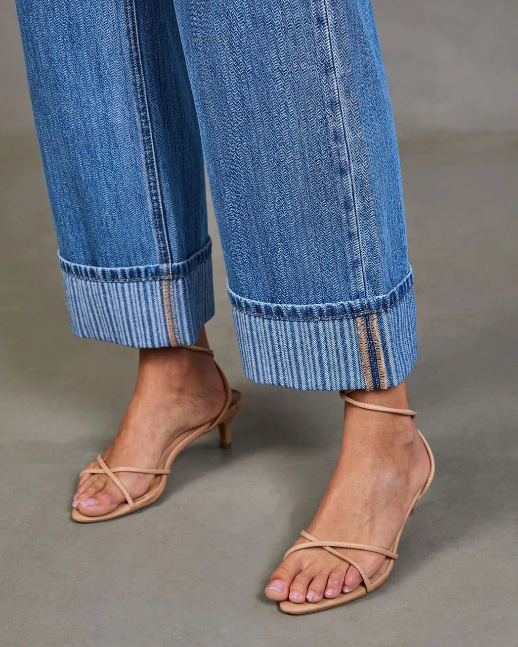 Ladena Rigid High Rise Wide Leg Cuffed Jeans