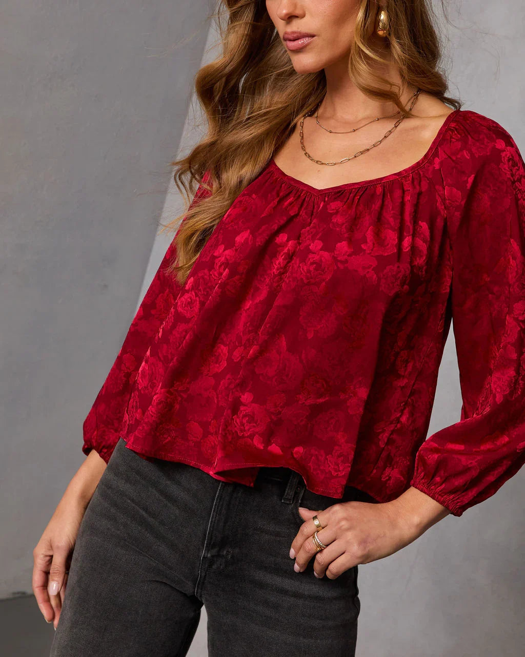 Cool Bloom Floral Jacquard Blouse