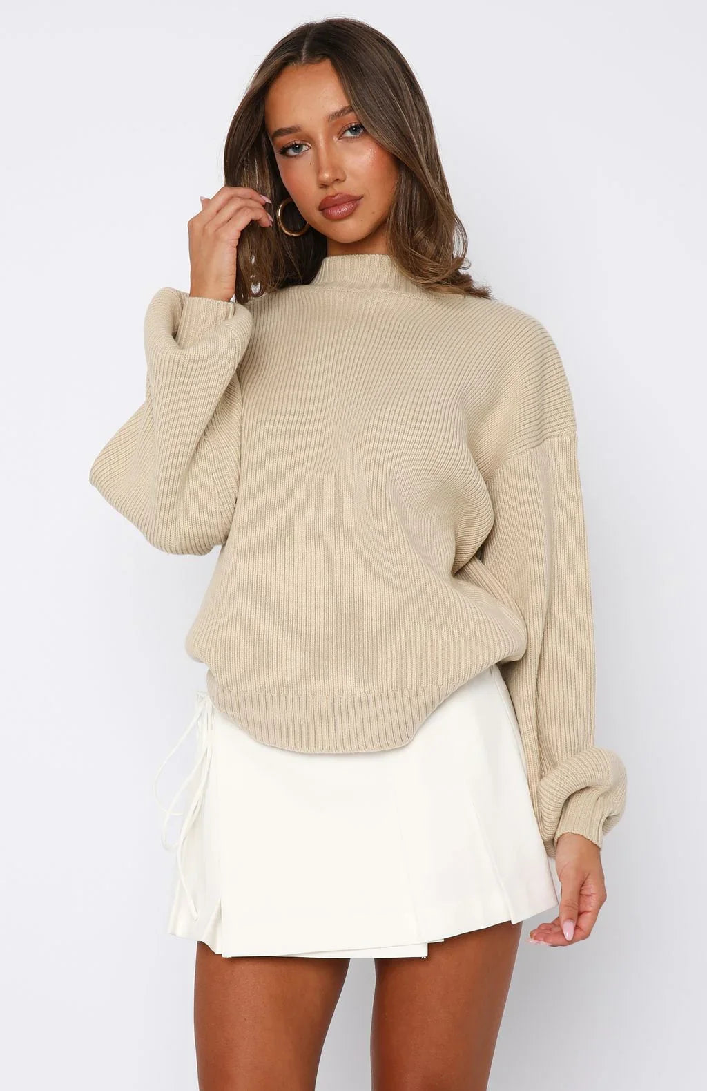 Keep It Classic Knit Sweater Beige