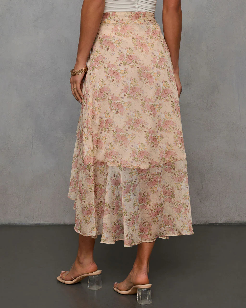 Wildly Radiant Floral Chiffon Wrap Skirt