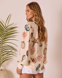Ocean Whisper Sea Life Print Button Up Top