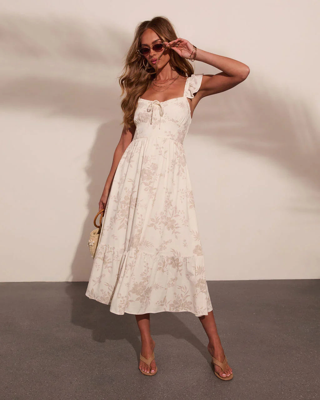 Refined Muse Floral Fit and Flare Midi Dress