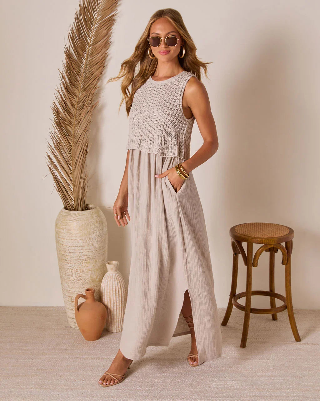 Saltwoven Crochet Bodice Maxi Dress