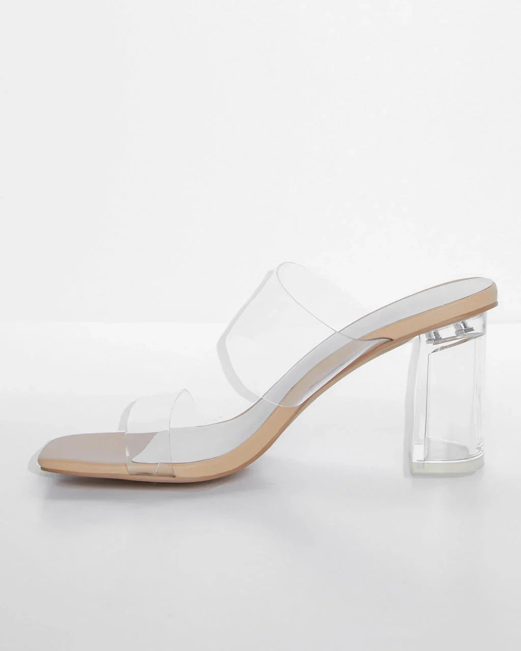 Jodi Clear Block Heel Mules