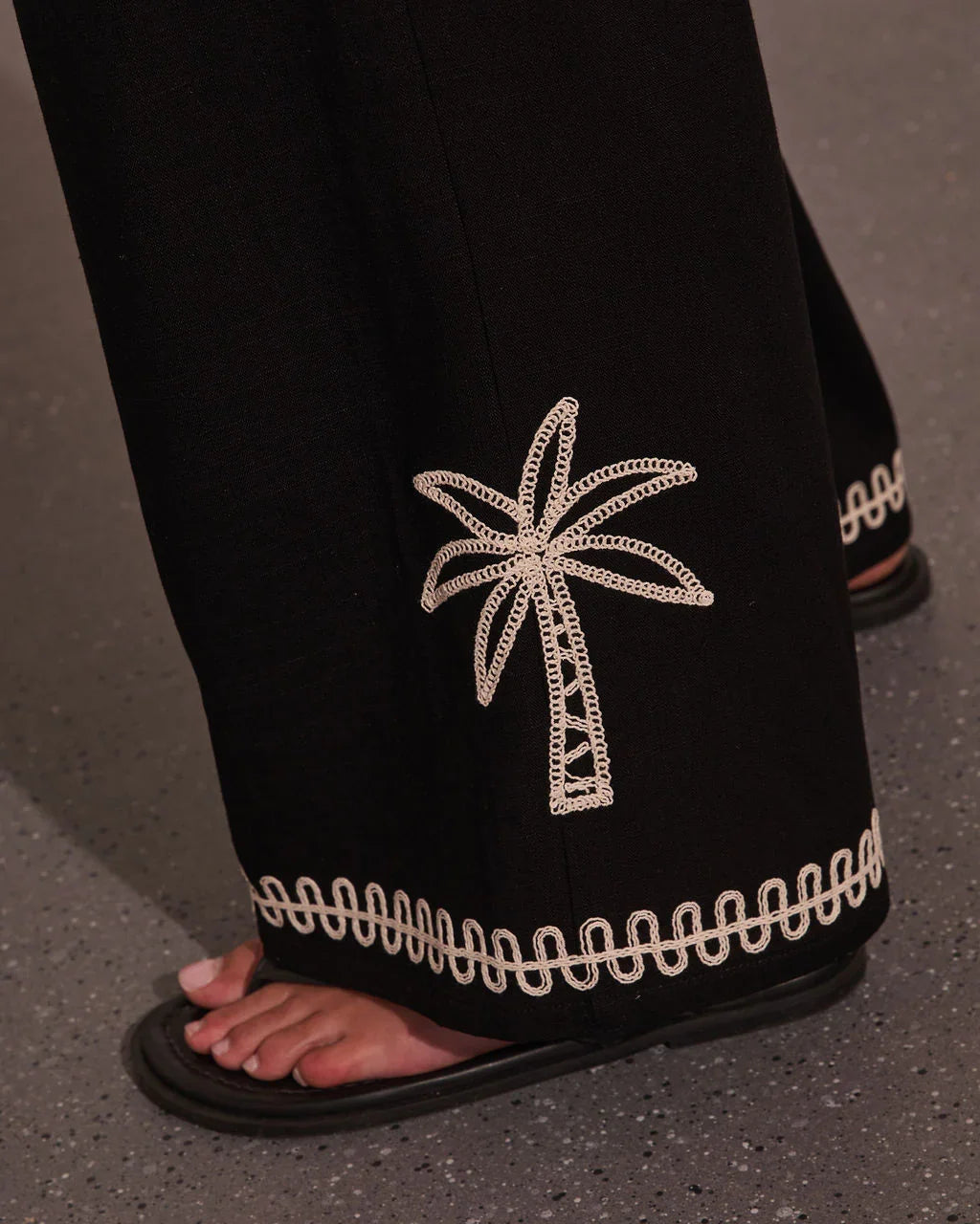 Cabana Coast Embroidered Palm Wide Leg Pants