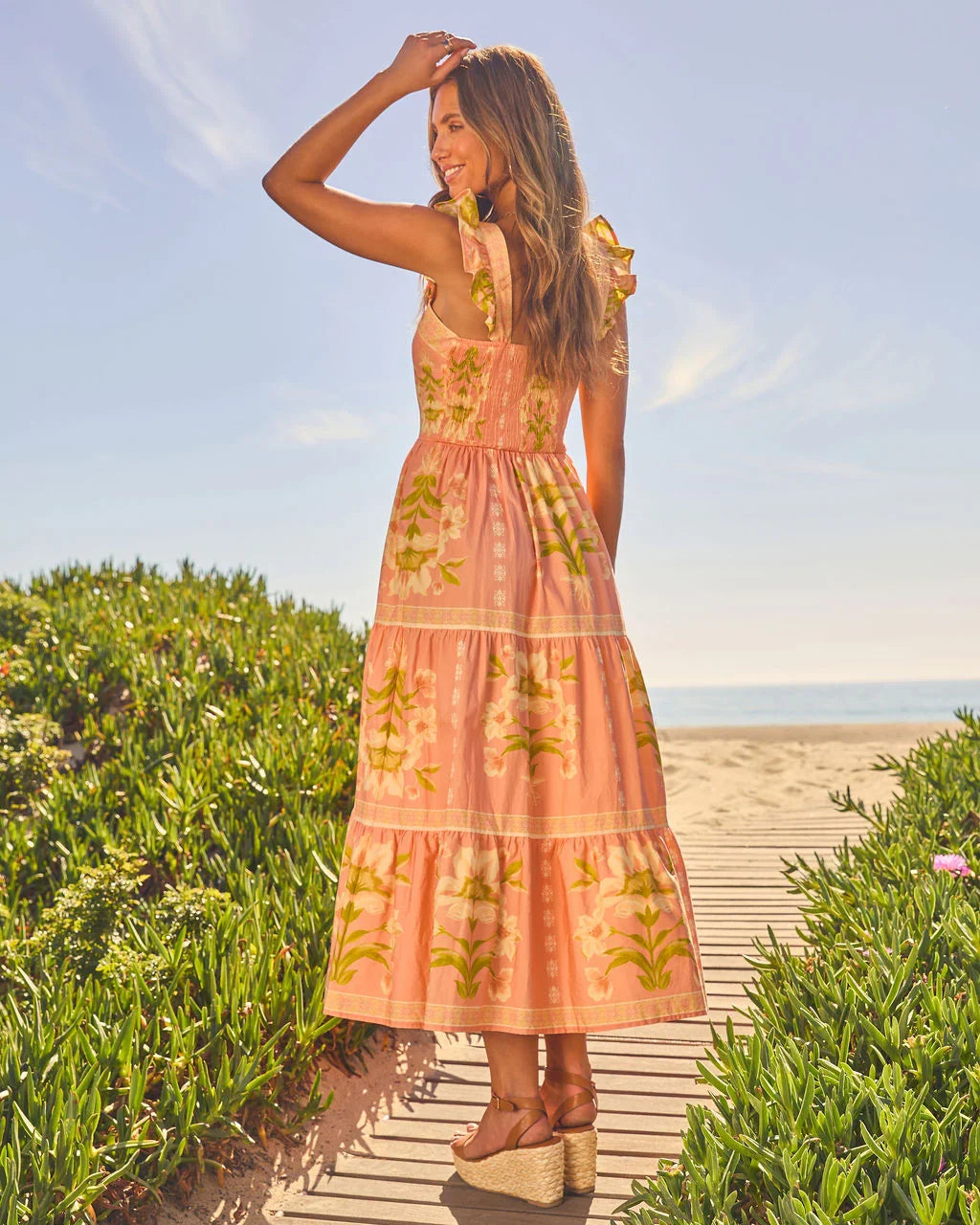 Tropical Reverie Tiered Floral Maxi Dress