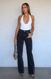 Alana High Waisted Straight Leg Jeans Black Acid