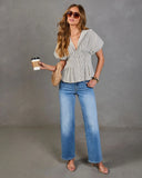 Loose Light Striped Pintuck Top