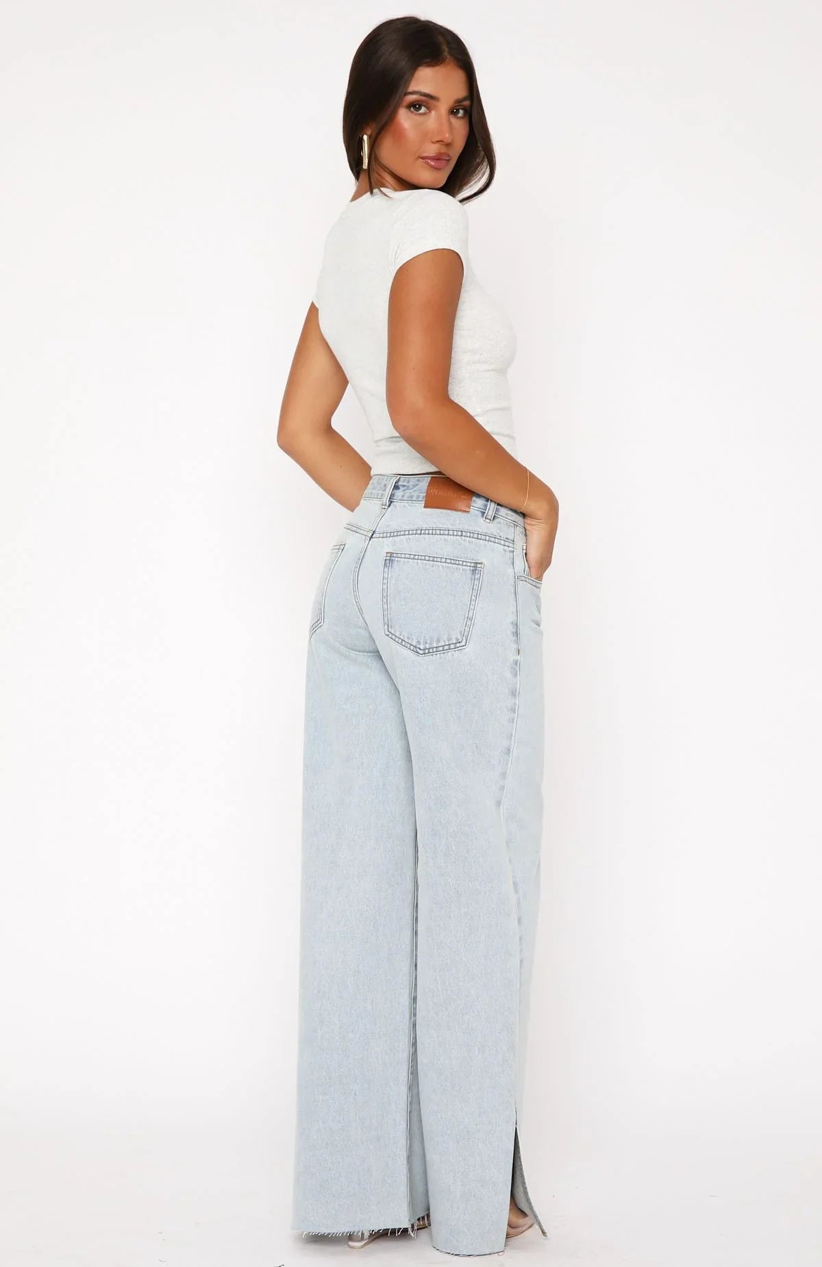 Summer Mid Rise Wide Leg Jeans Glacier Blue