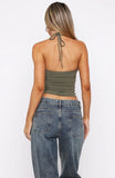 Timing Is Right Halter Top Olive