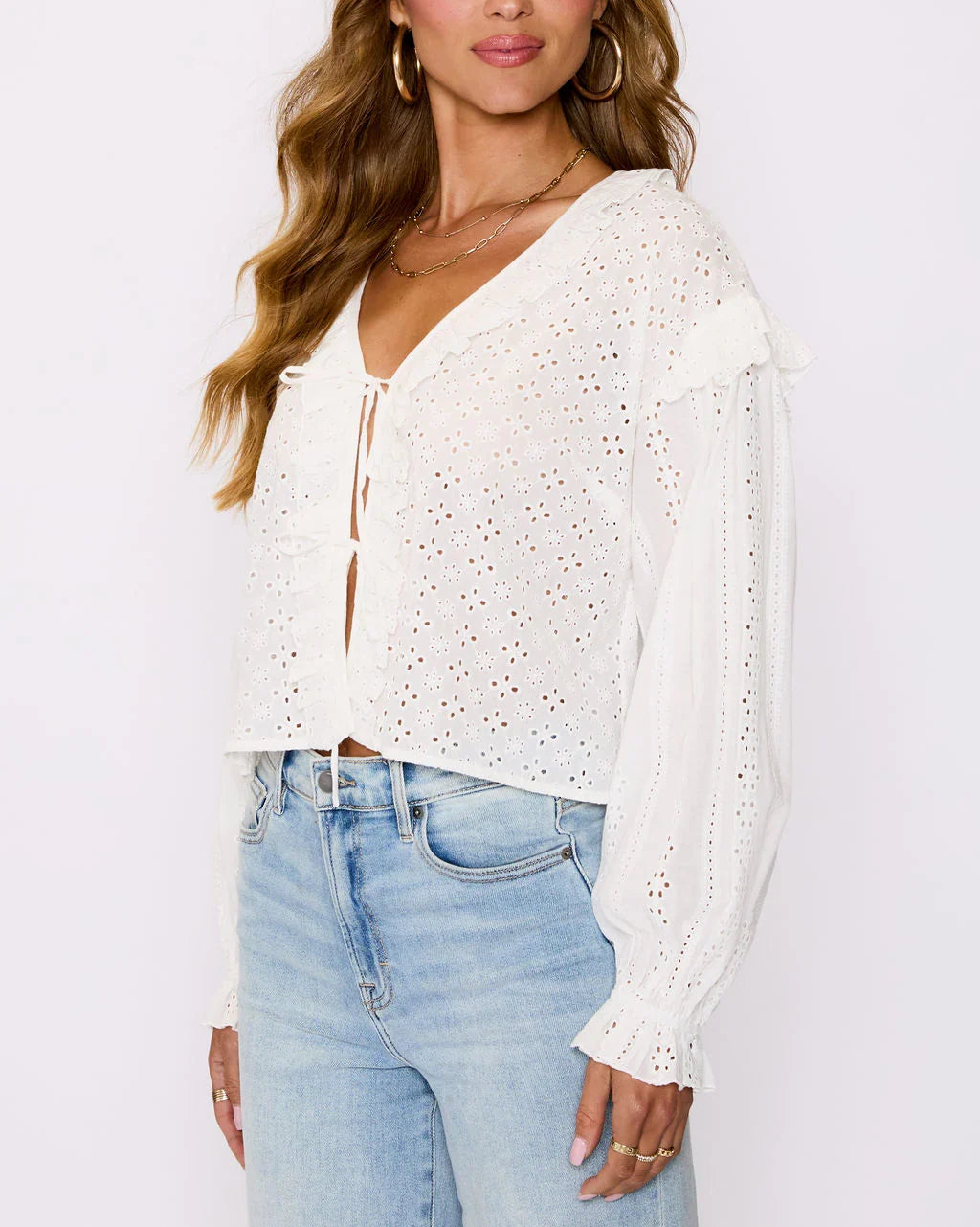 Mabel Ruffle Tie Front Blouse