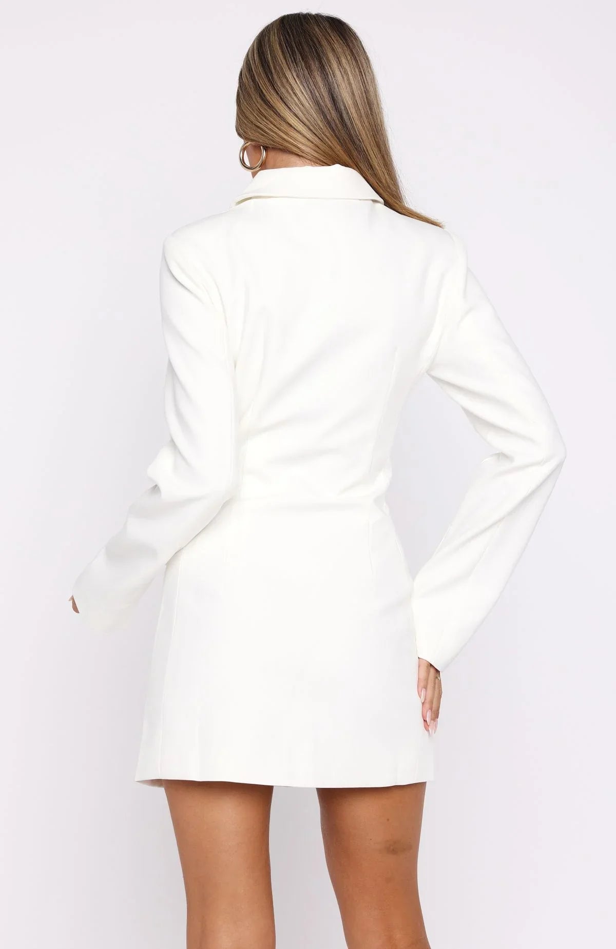 Alpha Femme Long Sleeve Mini Dress White